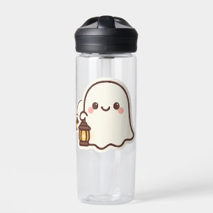 Kawaii Ghost with Lantern – Cute Spirit Design Water Bottle