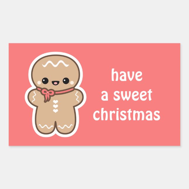 Kawaii Gingerbread Man Christmas Sticker (Front)