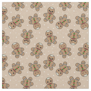 Kawaii Gingerbread Man Pattern  Fabric