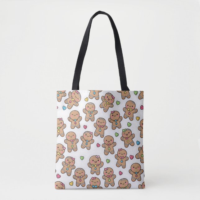 Kawaii Gingerbread Men Christmas Tote Bag (Front)