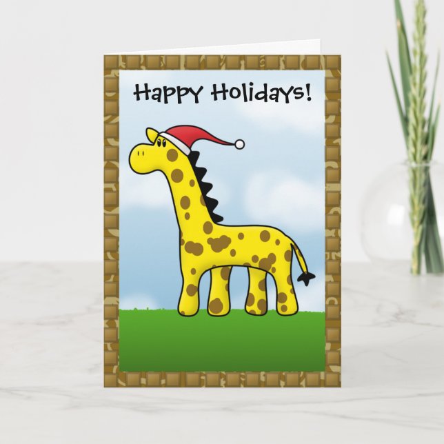 Kawaii Giraffe Christmas Card (Front)