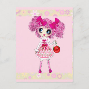 Kawaii girl birthday - personalized postcard