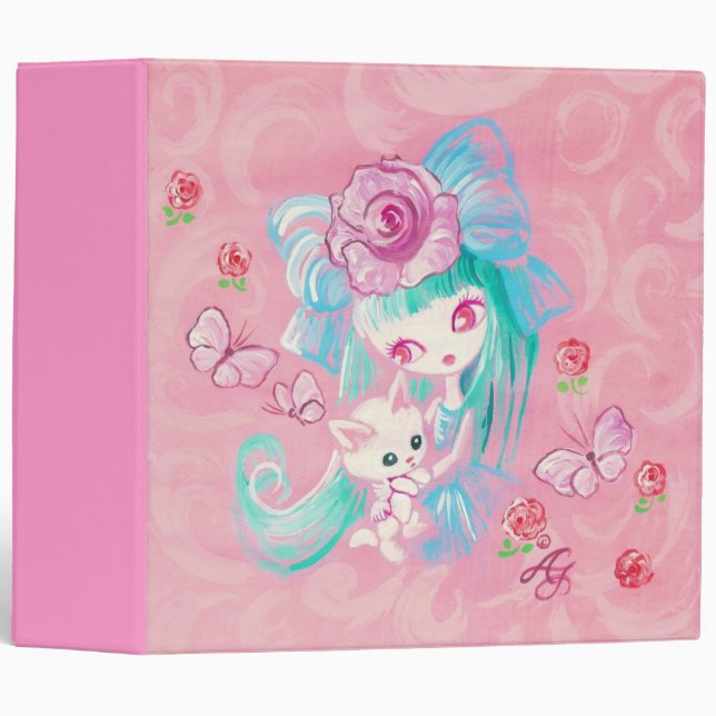 Kawaii Girl With Kitten Binder (Front/Spine)