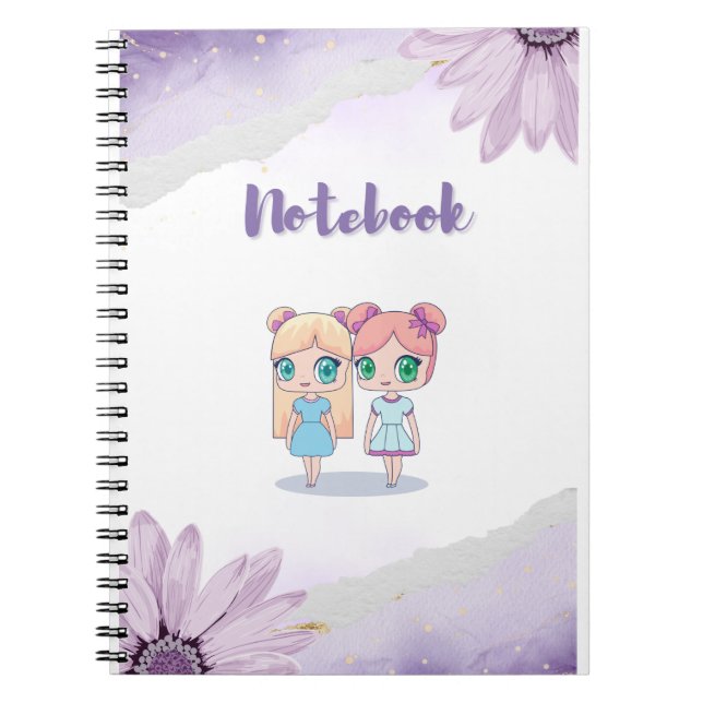 Kawaii Girls : Carnet Spiral pour les enfants (Devant)