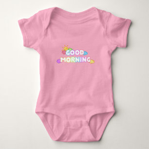 Kawaii Good Morning Sun & Rainbow Clouds Baby Bodysuit