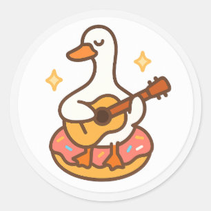 Kawaii Goose Playing Guitar Sticker
