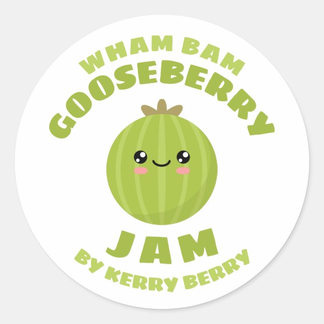Kawaii Gooseberry Jam Classic Round Sticker (Front)
