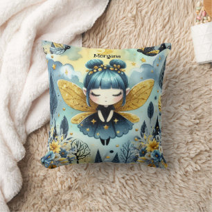 Kawaii Goth Girls Cute Personalized Gothic Chibi Throw Pillow