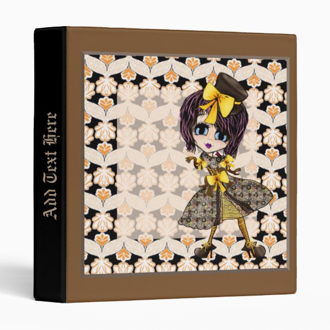 Kawaii Goth Lolita Steampunk Girl Binder (Front/Spine)