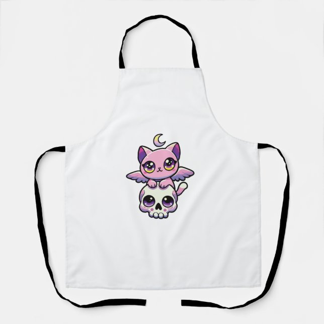 Kawaii Gothic Cat Pastel Gothic Goth Cat  _2 Apron (Front)
