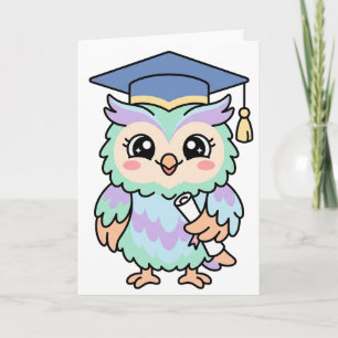 Kawaii Graduation Owl Cute Wise Graduate Card