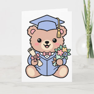 Kawaii Graduation Teddy Bear Diploma Cute Gift Card