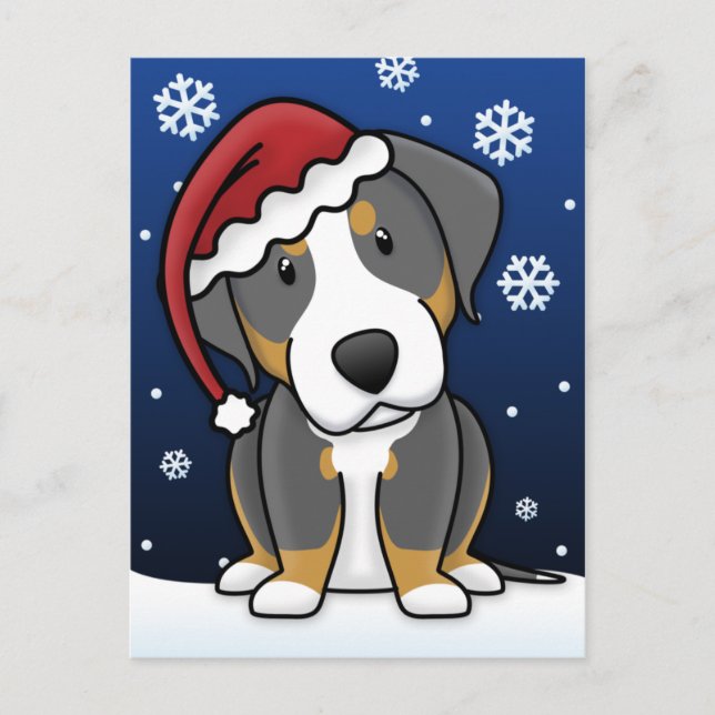 Kawaii Greater Swiss Mountain Christmas Postcard (Front)