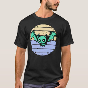 Kawaii green bat with pastel background adorable a T-Shirt