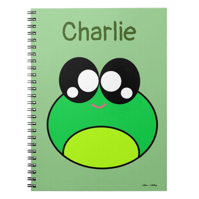 Kawaii Green Frog Cute Notebook (Front)