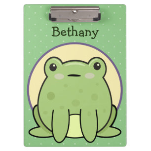 Kawaii Green Frog Personalized  Clipboard