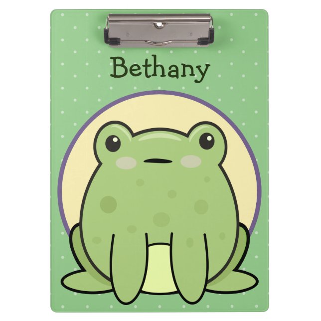 Kawaii Green Frog Personalized  Clipboard (Front)