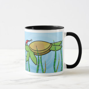 Kawaii Green Sea Turtle Christmas Mug