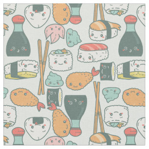 kawaii green sushi tempura cute fabric