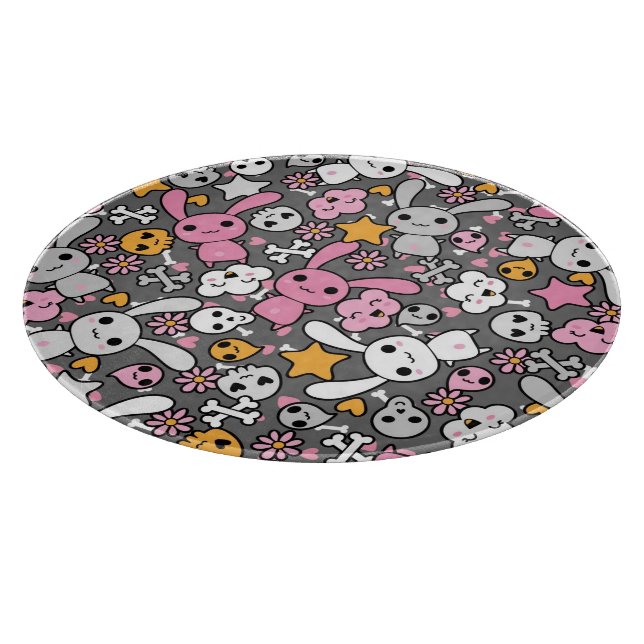 kawaii grey pattern cutting board (Corner)