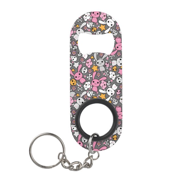 kawaii grey pattern mini bottle opener (Front)