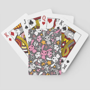 kawaii grey pattern playing cards