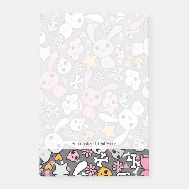 kawaii grey pattern post-it notes (Front)