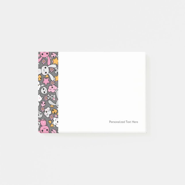 kawaii grey pattern post-it notes (Front)