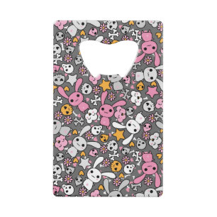 kawaii grey pattern wallet bottle opener