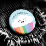 Kawaii Grmpy Cloud and Rainbows 2 Inch Round Button<br><div class="desc">Grumpy Kawaii Cloud and Rainbows button - This button design is especially made for the not so shiny-happy-people, you know who you are. Just say no to toxic positivity with a smile on your face with this hilarious kawaii style cloud button.</div>