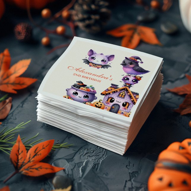 Kawaii Halloween 2nd Birthday Spooky Cute Pastel Napkin (Creator Uploaded)
