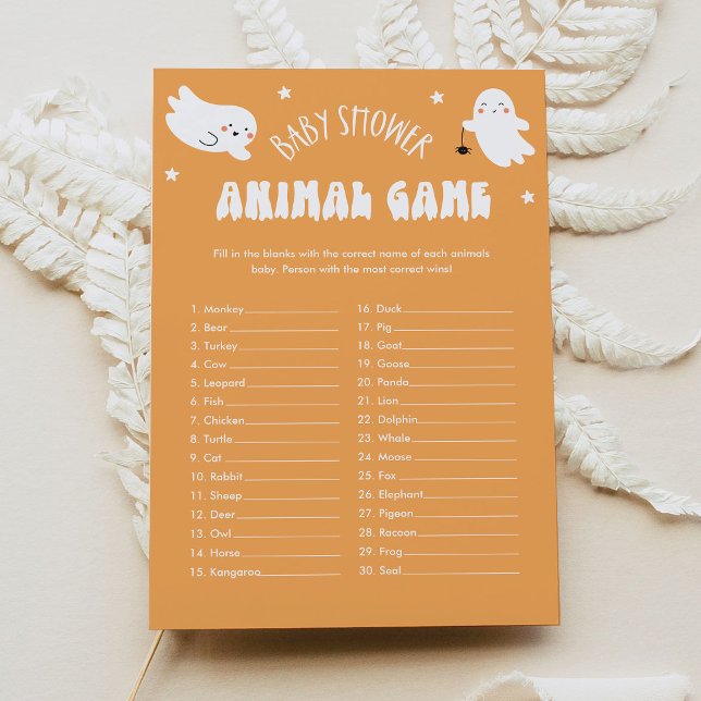 Kawaii Halloween Baby Animal Baby Shower Game Card (Creator Uploaded)
