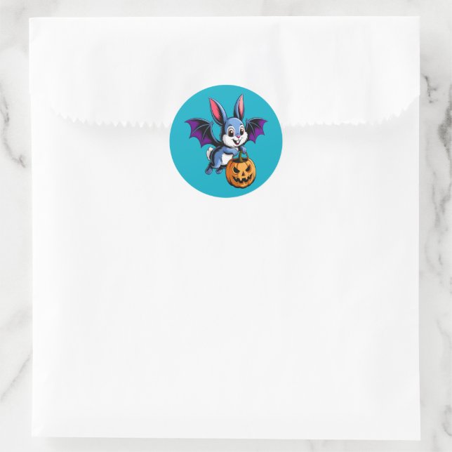 Kawaii Halloween Bat Bunny Classic Round Sticker (Bag)