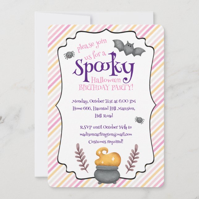 Kawaii Halloween Birthday Party  Invitation (Front)