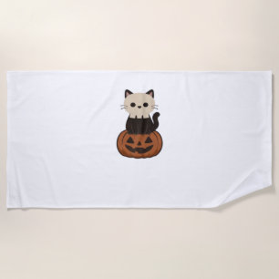 Kawaii Halloween Cat and pumpkin Classic T-Shirt Beach Towel