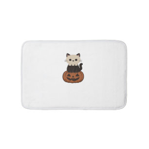Kawaii Halloween Cat and pumpkin Oversized T-Shirt Bath Mat