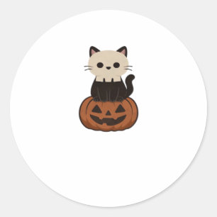 Kawaii Halloween Cat and pumpkin Oversized T-Shirt Classic Round Sticker