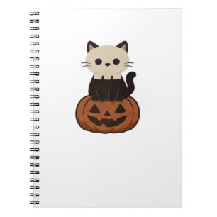 Kawaii Halloween Cat and pumpkin Oversized T-Shirt Notebook