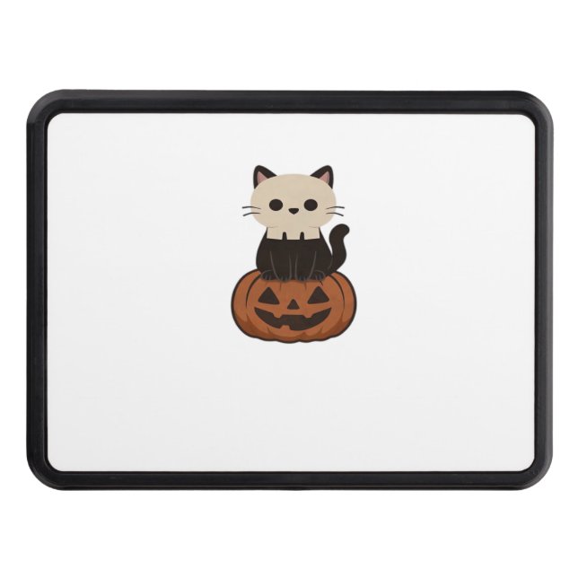 Kawaii Halloween Cat and pumpkin Oversized T-Shirt Trailer Hitch Cover (Front)