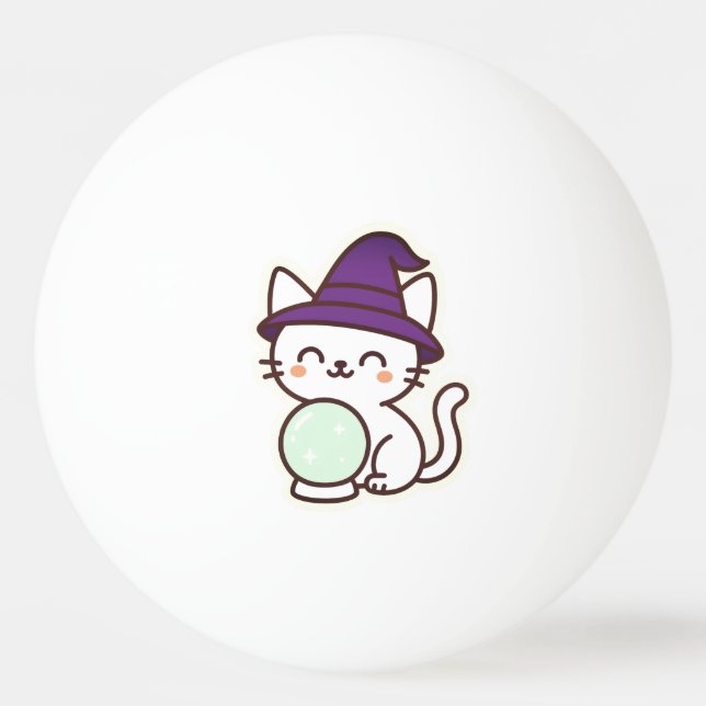 Kawaii Halloween Cat – Magical & Adorable Spooky Ping Pong Ball (Front)