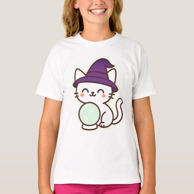 Kawaii Halloween Cat – Magical & Adorable Spooky T-Shirt (Front)
