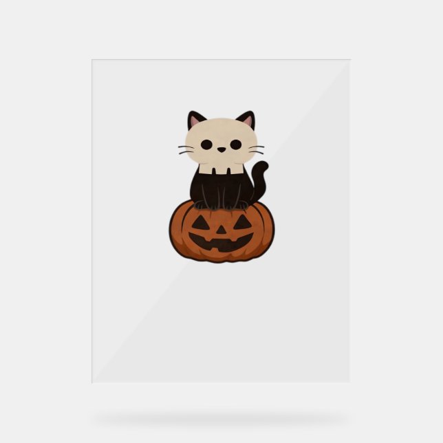 Kawaii Halloween Chat et citrouille T-shirt surdim (Recto)