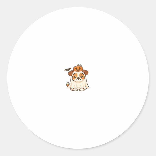 Kawaii Halloween Dog � Pumpkin Ghost Puppy Sticker (Front)