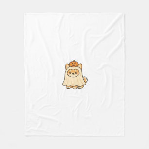 Kawaii Halloween Dog � Pumpkin Ghost Puppy Sticker Fleece Blanket