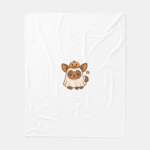 Kawaii Halloween Dog � Pumpkin Ghost Puppy Sticker Fleece Blanket