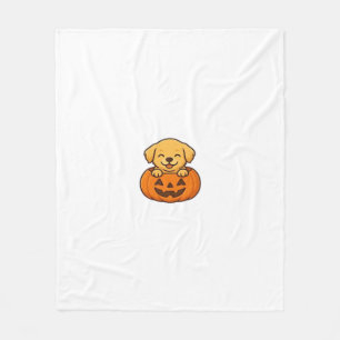 Kawaii Halloween Dog � Pumpkin Puppy Sticker Boxy Fleece Blanket