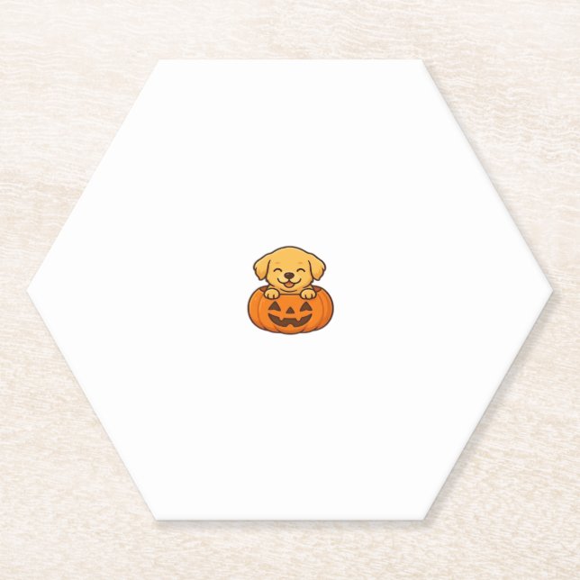 Kawaii Halloween Dog � Pumpkin Puppy Sticker Boxy  Paper Coaster (Front)
