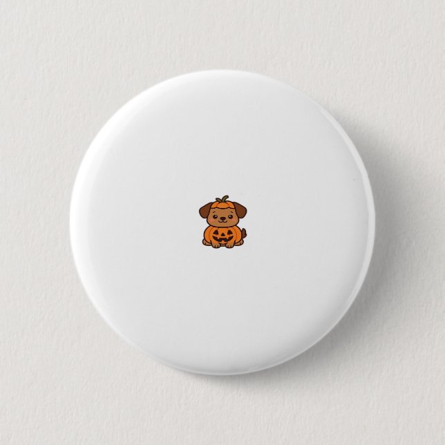 Kawaii Halloween Dog � Pumpkin Puppy Sticker Class 2 Inch Round Button (Front)