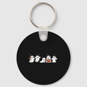 Kawaii Halloween Ghosts With Black Cats Spooky Keychain
