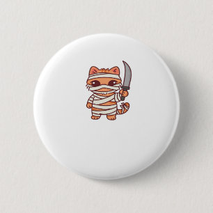 Kawaii Halloween Mummy Cat with Sword Classic T-Sh 2 Inch Round Button